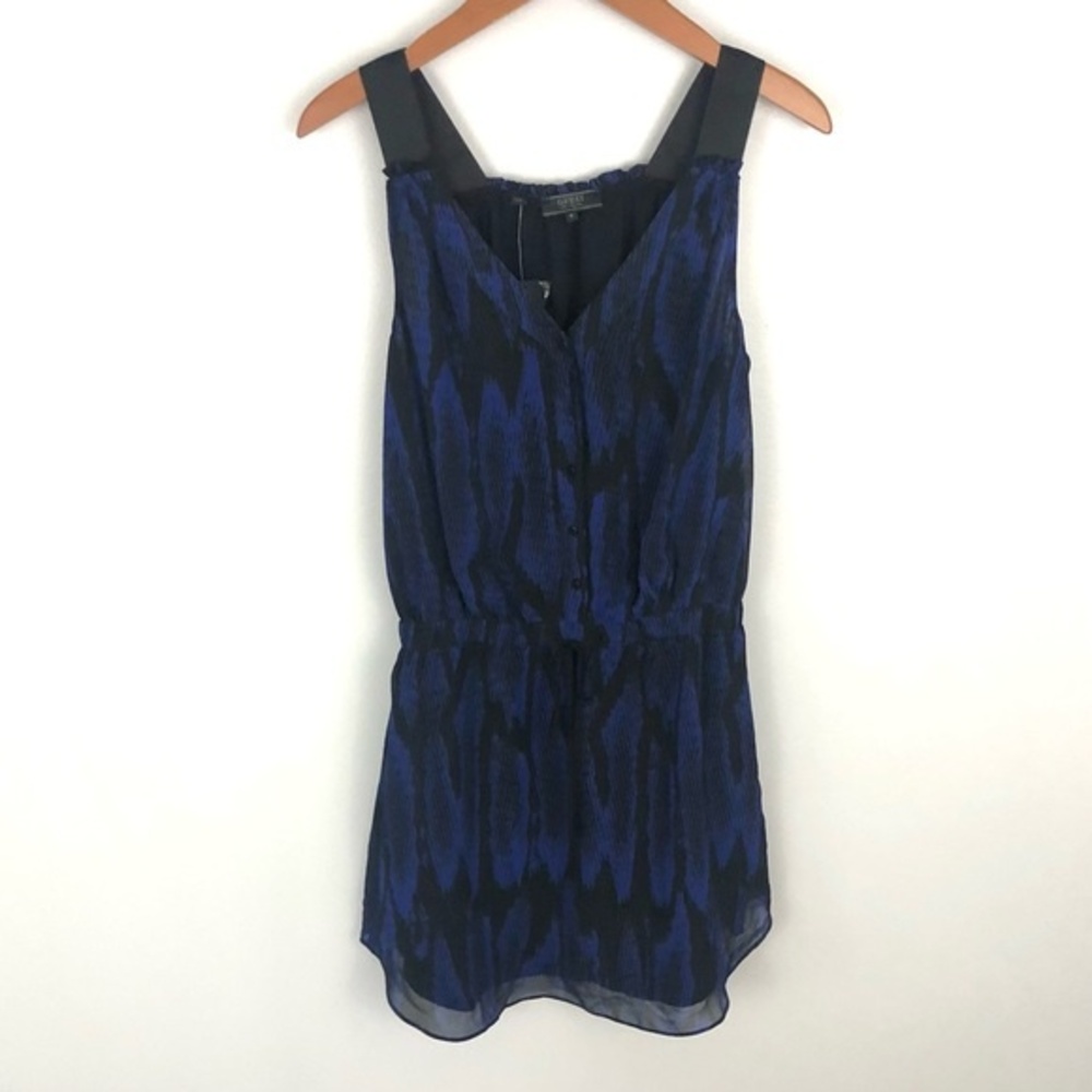 Guess Blue Black Electric Sleeveless Tank Dress NWT Size Small Vacation